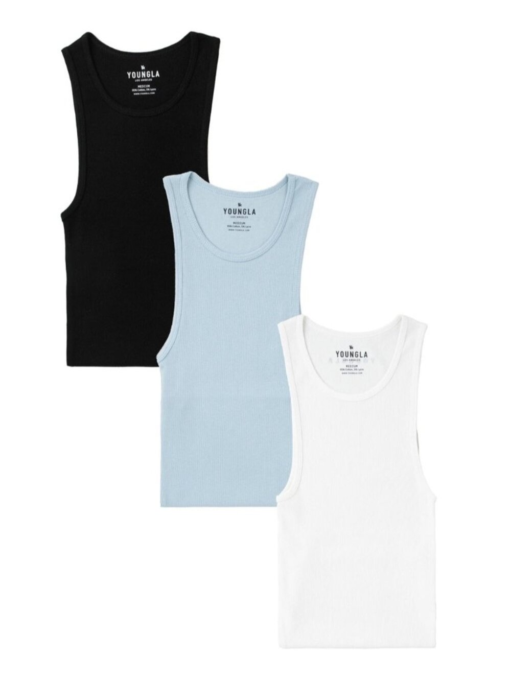 YoungLA 340 Wife Lovers Ribbed Tank Tops ESSENTIALS PACK Pack blue white black M